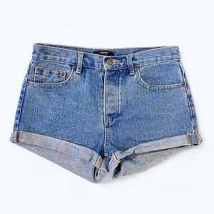 Forever 21 Medium Wash High Waisted Cuffed Denim Jean Shorts